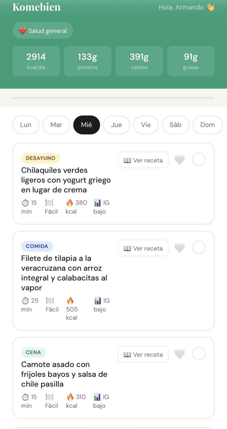 Plan del día en Komebien